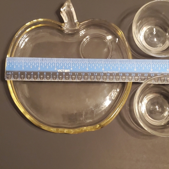 Glass apple snack plates and tea cup sets, Tea cup and saucer sets, Apple Patter - Picture 6 of 6